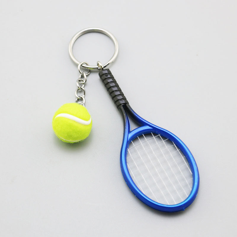 Wholesale Simulation Metal Tennis Mini Tennis Keychain